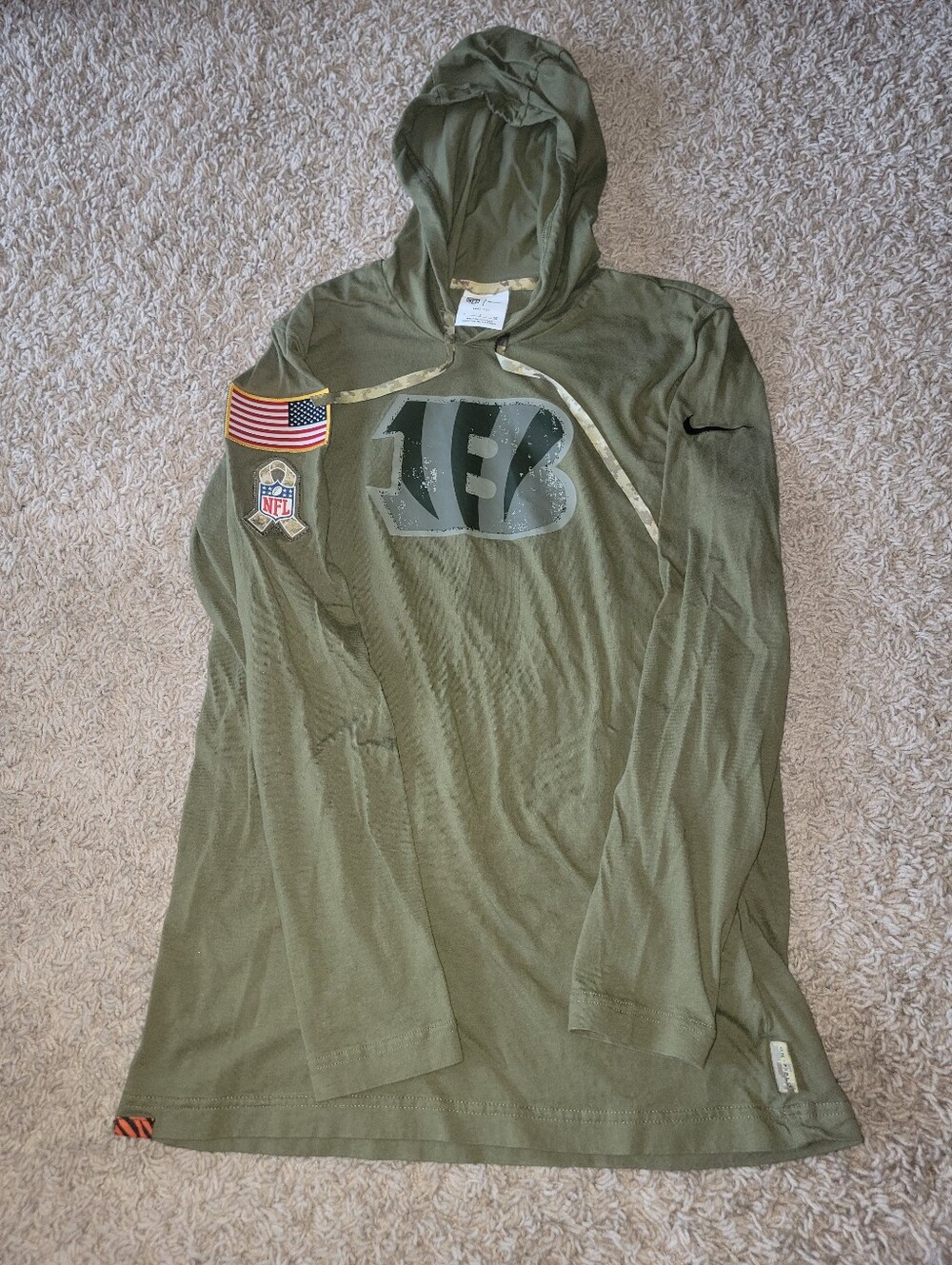 Nike Cincinnati Bengals Hooded Long Sleeve Size Small